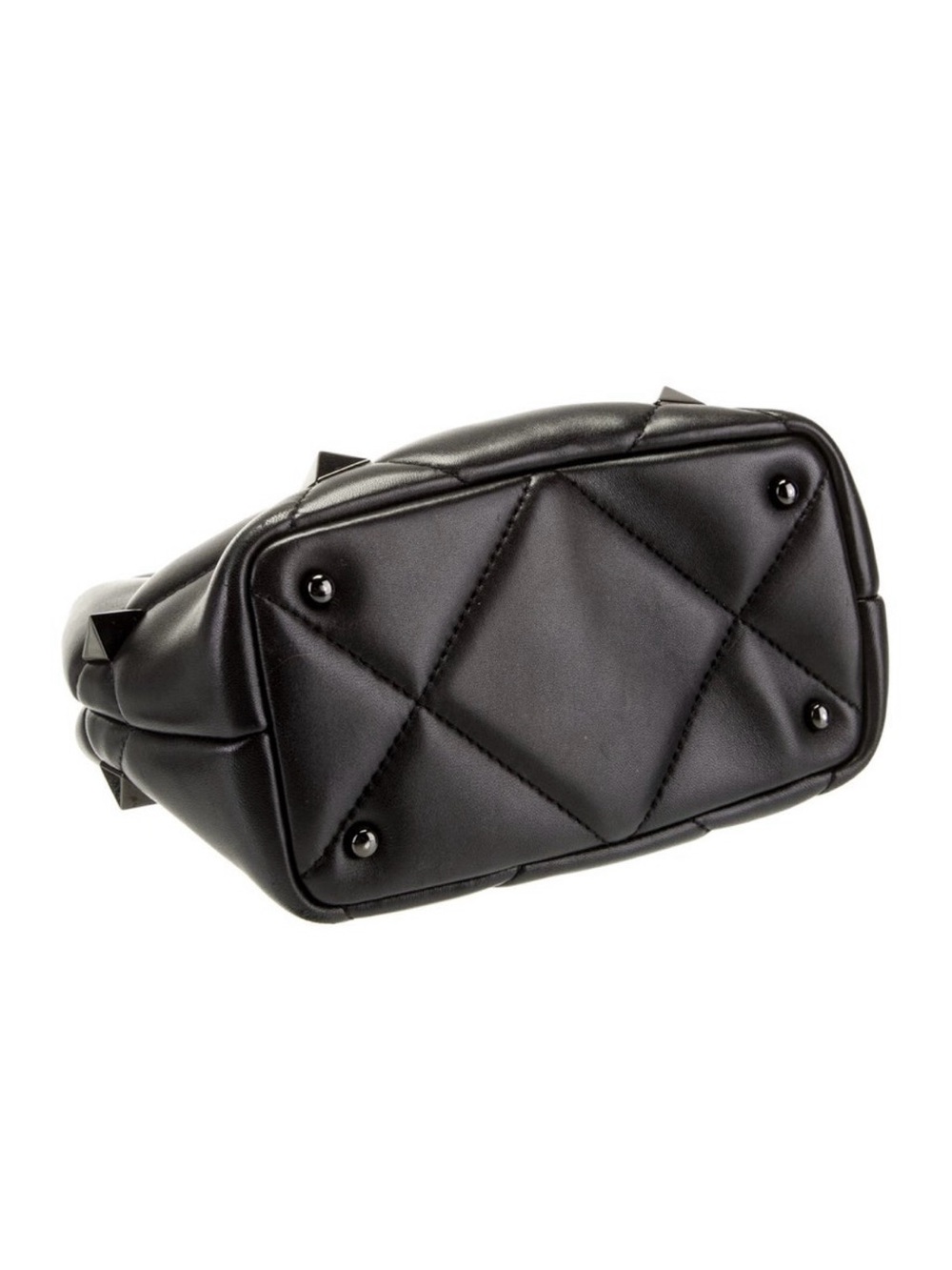 Valentino Black Quilted Rock Stud Top-Handle Bag - Picture 4 of 5